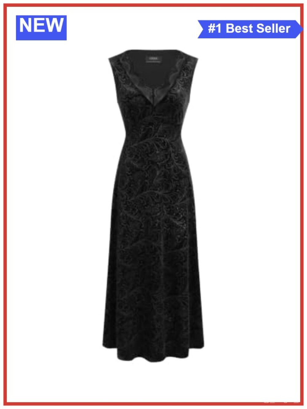 Velvet Maxi Dress V Neck Lace Trim Sleeveless Formal Party